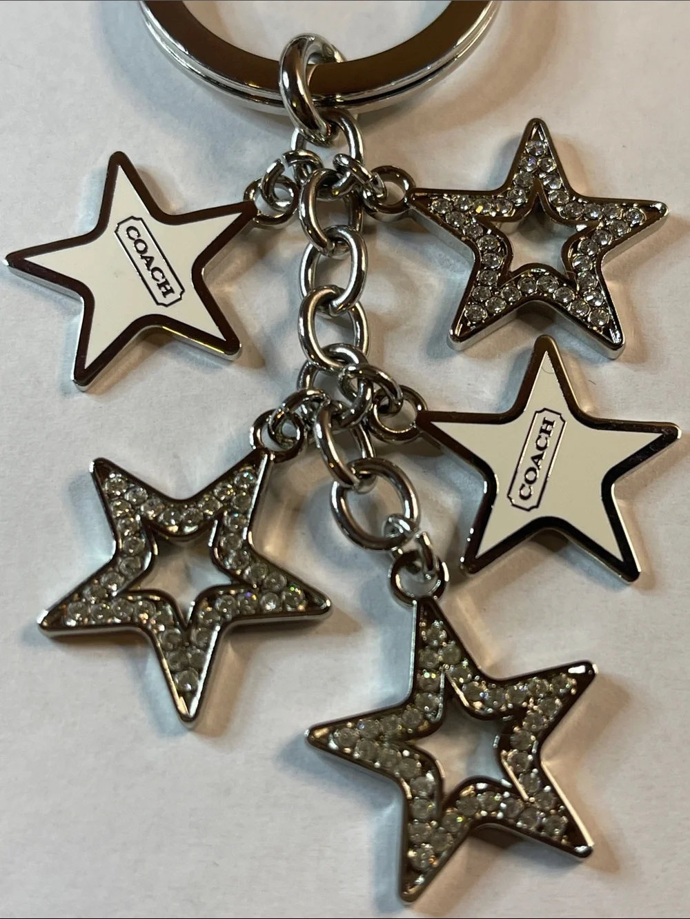 Coach White and Silver Star Charm Keychain and Coach Pen